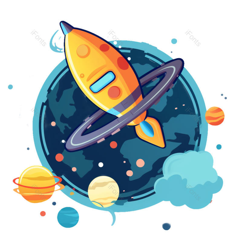 卡通图片,火箭元素,宇宙PNG,星球免抠素材